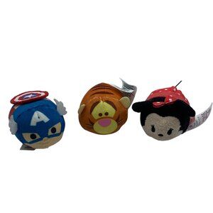 Disney Tsum Tsum Mini Plush Set Featuring Captain America Tigger & Minnie Mouse
